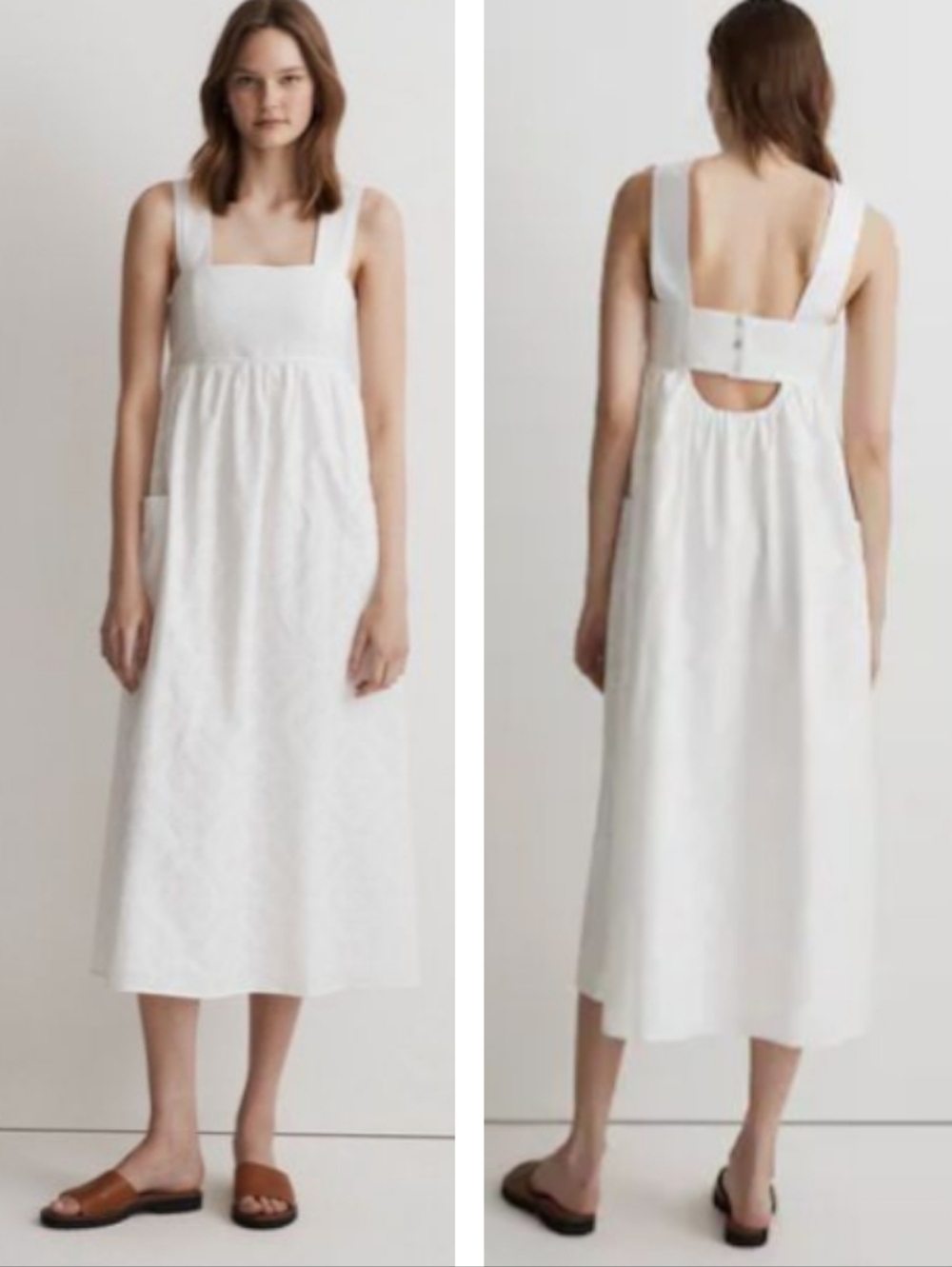 Madewell Cutout Back Empire Waist Midi Dress